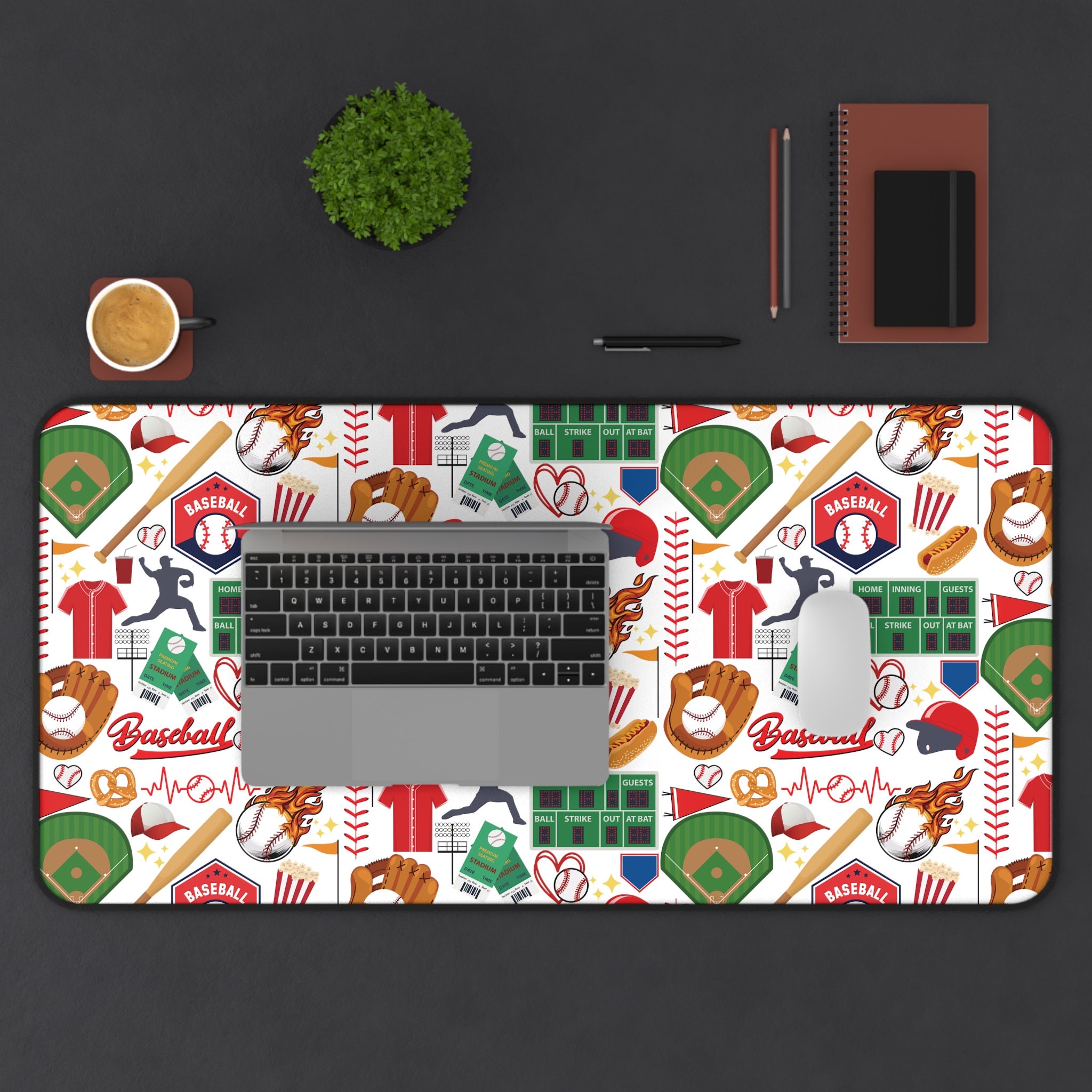 Baseball Desk Mat Baseball Mouse Pad Sports Theme Desk Decor Baseball
