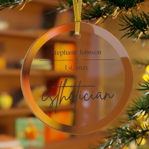 Personalized Esthetician Glass Ornament | Graduation Gift For Esthetician | Esthetician Gift | Custom Gift Esthetician | Skin Therapist Gift