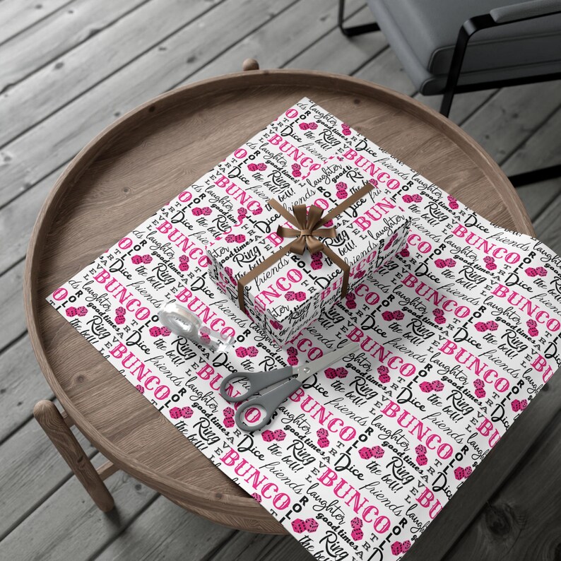 Bunco inpakpapier, rol en vellen | Bunco Verjaardagsfeestje Benodigdheden en decoratie | Bunco-cadeau | Inpakpapier game-avond | Bunco-benodigdheden afbeelding 3