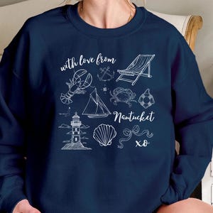 Nantucket Crewneck Sweatshirt, Lobster Nantucket Sweatshirt, Fisherman Aesthetic Coastal Crewneck Beach Shirt Gift for Travel Lover