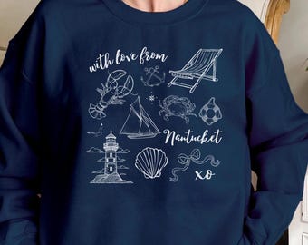 Nantucket Crewneck Sweatshirt, Lobster Nantucket Sweatshirt, Fisherman Aesthetic Coastal Crewneck Beach Shirt Gift for Travel Lover