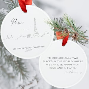 Custom Paris Christmas Ornament | Paris Gift | Paris Acrylic Ornament Gift Tag | Paris France Gift | Paris Vacation