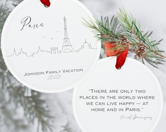 Anpassad julgransprydnad i Paris | Parispresent | Presentetikett med akryldekoration i Paris | Paris, Frankrike-present | Parissemester