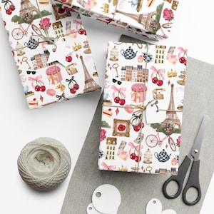 Paris Coquette Wrapping Paper Roll and Sheets Paris Birthday Party Supplies and Decor Paris Gift Wrap French Wrapping Paper Gift for Her