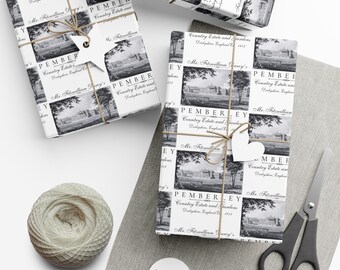 Rollo y hojas de papel de regalo de Jane Austen Papel de regalo con temática de Pemberley para amantes de los libros Papel de regalo con temática de Austen