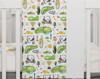 Manta de golf para bebé / Manta de golf suave de polar para bebé / Manta de golf para bebé con temática de golf / Regalo de golf para bebé para papá primerizo