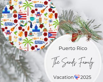 Adorno personalizado de Puerto Rico / Regalo de Puerto Rico / Etiqueta de regalo de adorno acrílico de PR / Navidad de Puerto Rico / Regalo personalizado de Puerto Rico