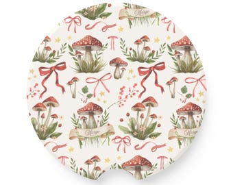 Posavasos para coche con forma de hongo personalizados / Posavasos para coche de esteatita / Regalo de hongo / Posavasos con forma de hongo / Accesorio para coche con forma de hongo, regalo para ella