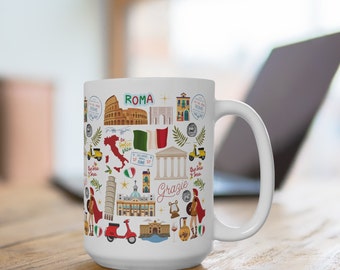 Rome Mug | Rome Italy Coffee Mug 15 oz | Italian Coffee Cup | Italy Landmarks | Rome Gift Mug | Rome Italy Kitchen