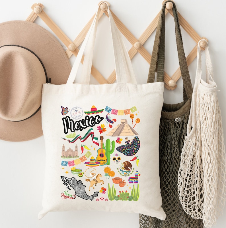 Mexico Tote Bag | Mexico Landmarks Tote Bag | Mexico Gift | Mexico ...