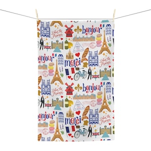 Paris Tea Towel | Paris France Towel | Paris Gift | Paris Kitchen Towel | French Decor | Paris France Housewarming Gift