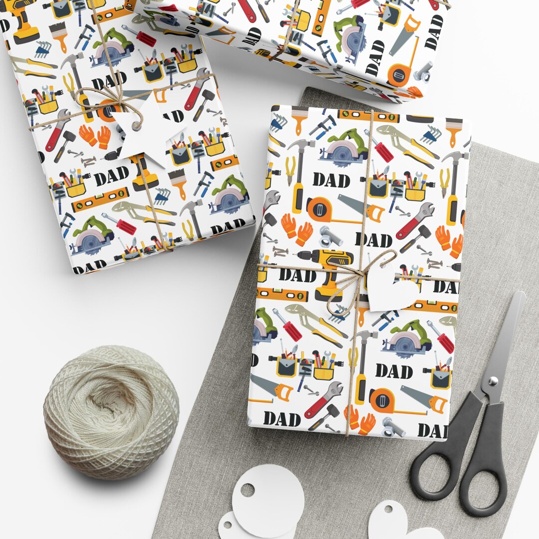 Tools Wrapping Paper Father's Day Tool Wrapping Paper | Custom Dad Toolbelt Gift Wrap ...