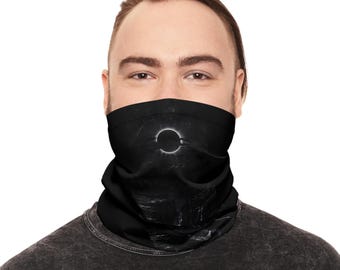 Protetor de pescoço leve com arte gótica de eclipse solar | Cobertura facial Lua Negra