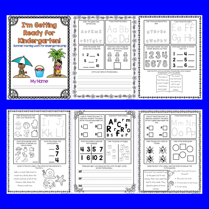 Kindergarten Prep Summer Morning Work -- Month of Activities - Etsy