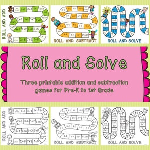 Kindergarten and First Grade Dice Game for Basic Addition/Subtraction and Kindergarten Readiness