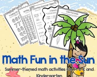 Pre-K & Kindergarten Summer-Themed Printable No-Prep Math Activities