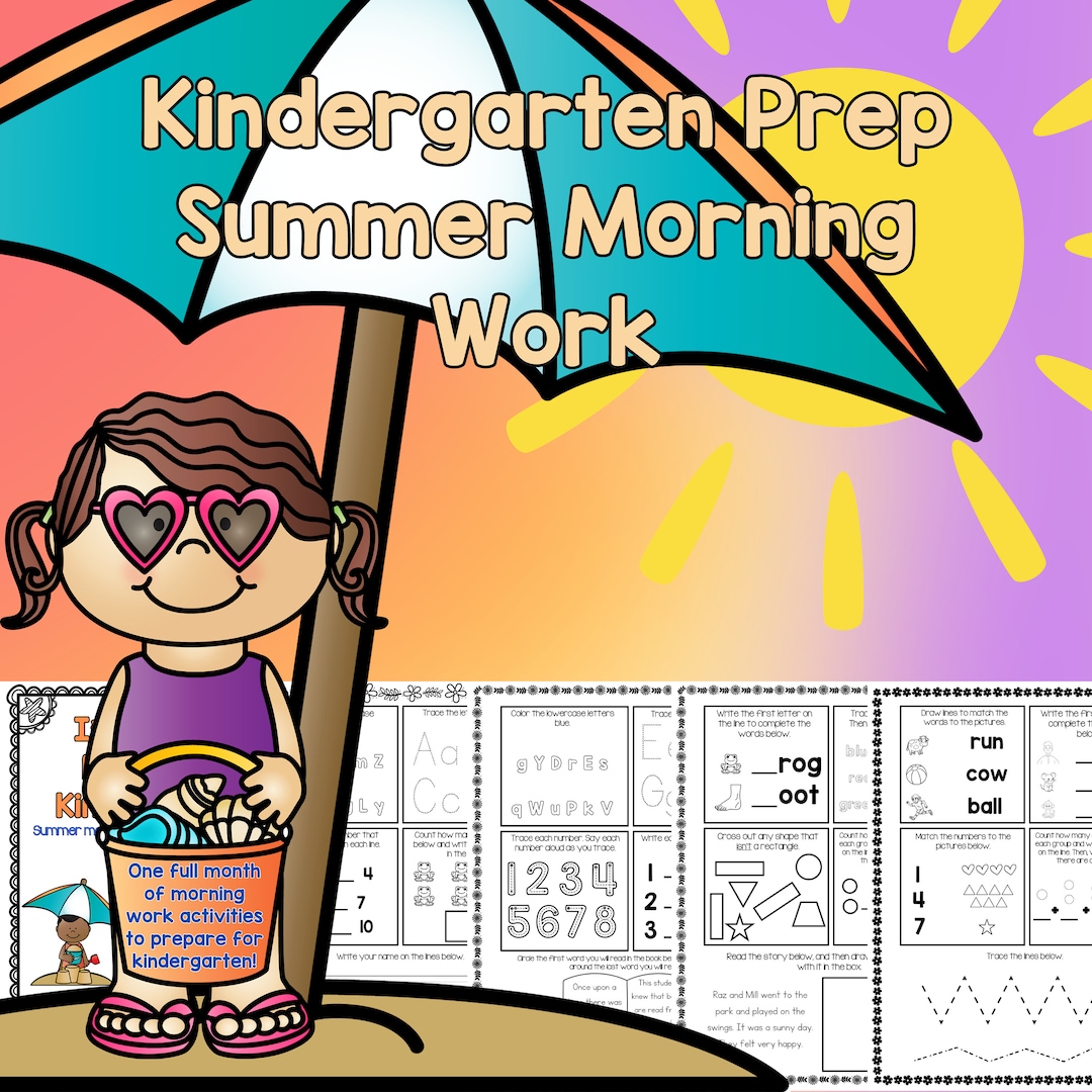 Kindergarten Prep Summer Morning Work -- Month of Activities - Etsy
