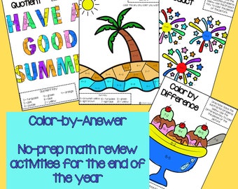 Color-by-Answer Math Activities for the End of the Year