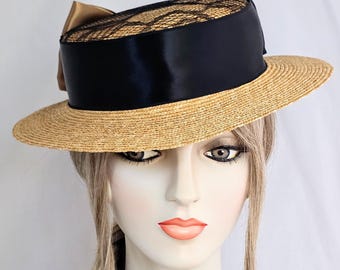 Ariane Millinery of Los Angeles Straw Hat Black Bow 3d  display picture 2