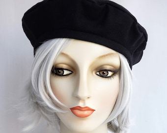 Black Wool Beret, mini beret, hat, women's beret, tam, winter hat, womens, handmade