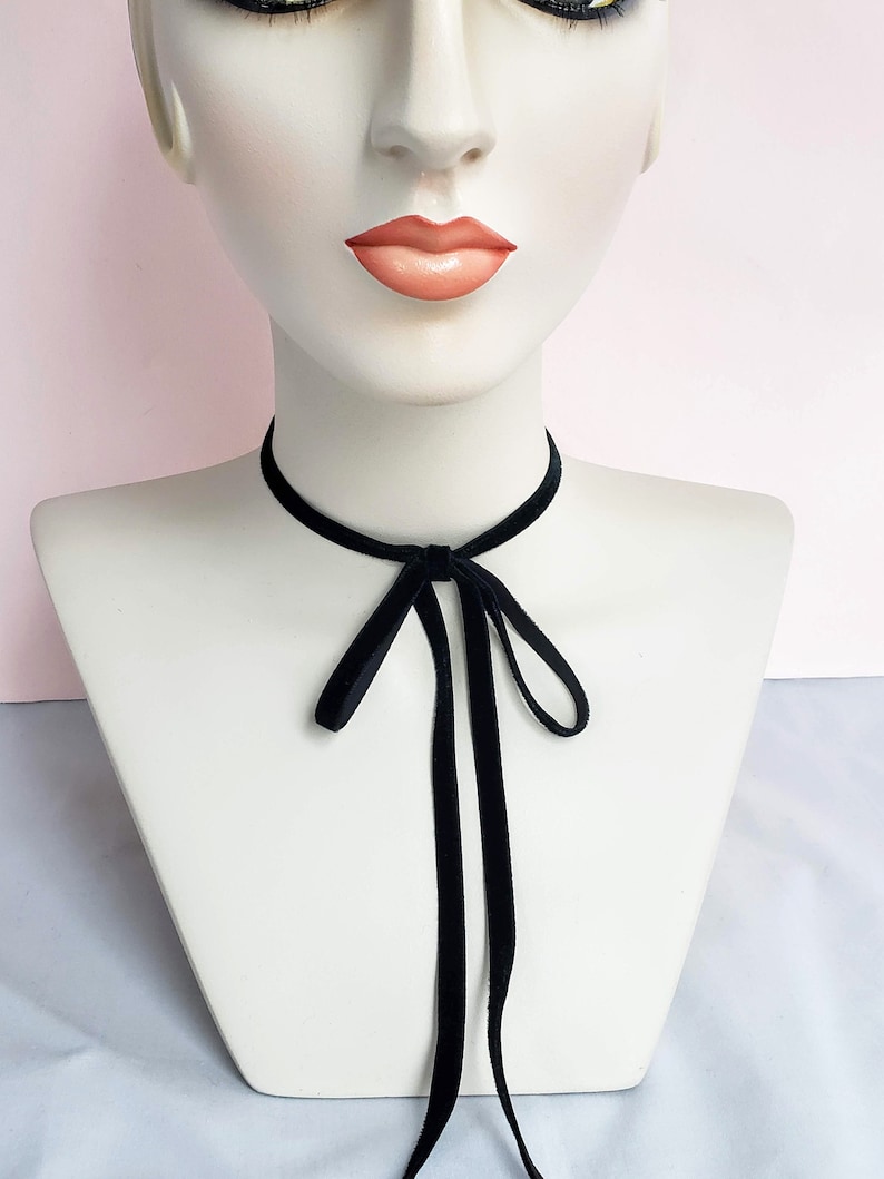 Black Vintage Velvet Ribbon Choker Ribbon Necklace Vintage - Etsy