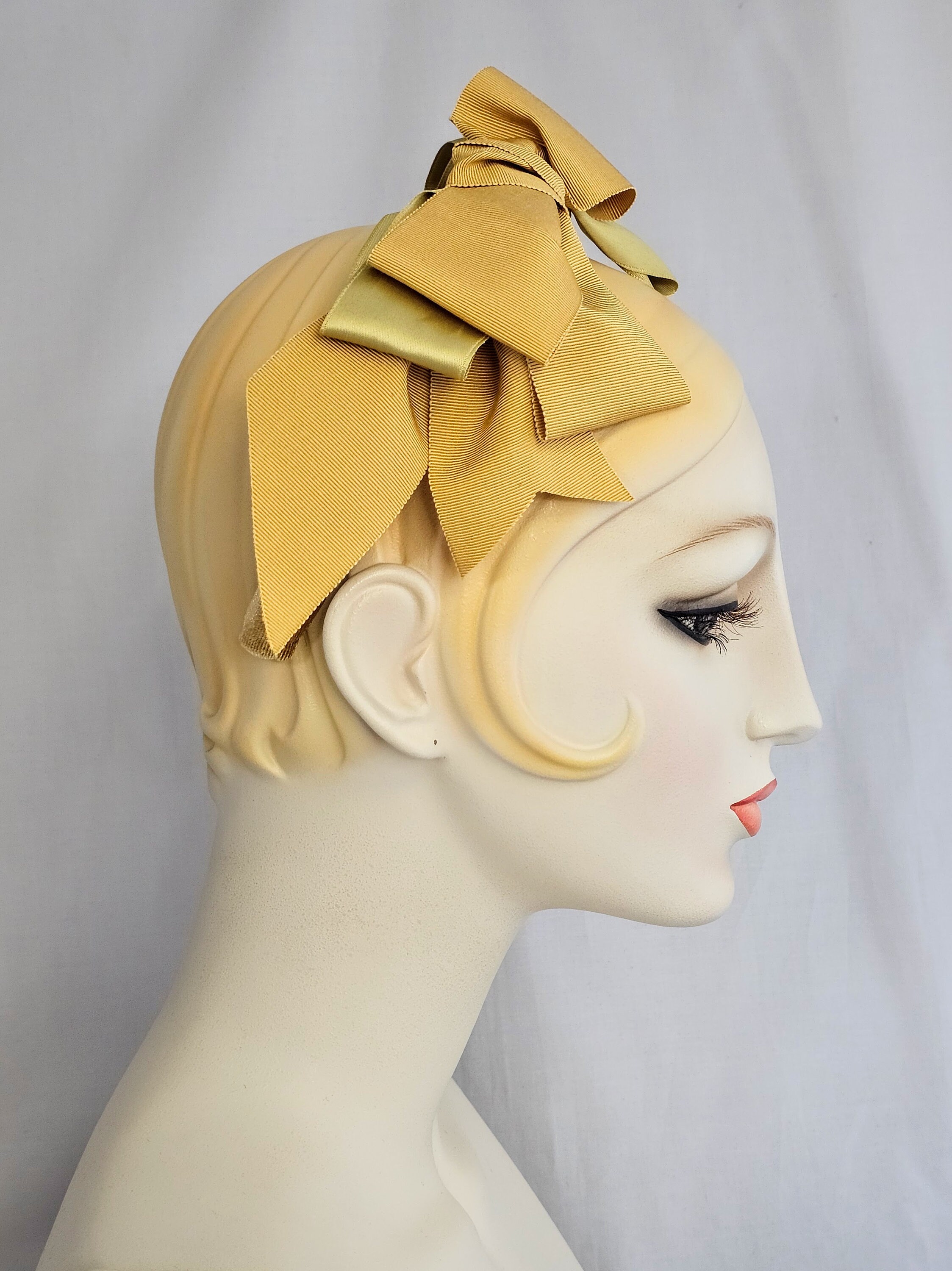 Butterscotch Velvet and Vintage Ribbon Headband, Millinery, Fascinator ...