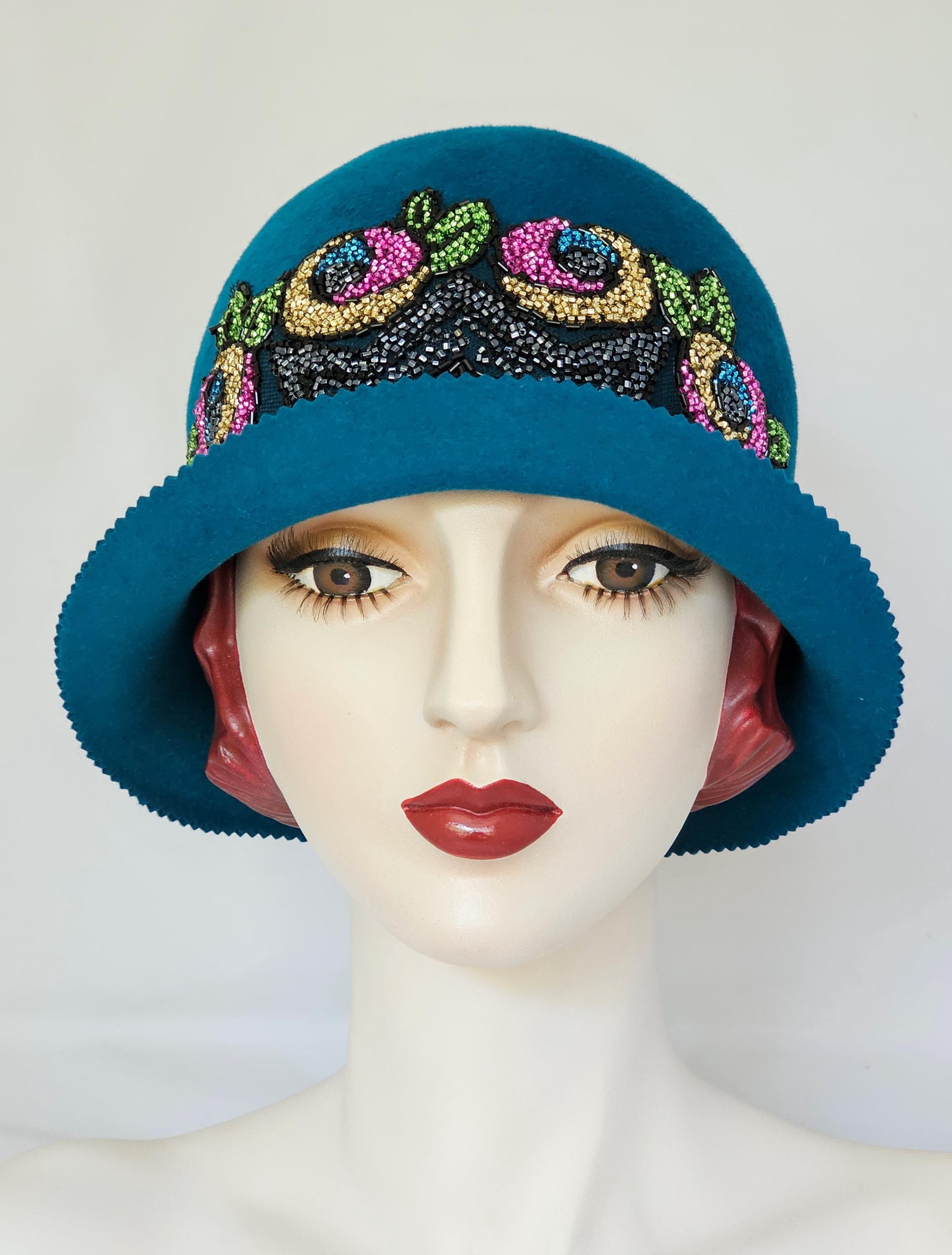 Anna Sui X Free People Black and Blue Crochet Bucket Hat Anna Sui Spindrift Hats | PS Fashion main image 3