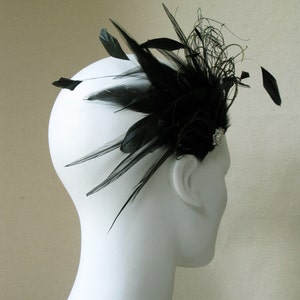 Belle Epoch Black And Green Feather Hair Clip, Flapper Headpiece, Saloon Girl, Roaring 20s image 4