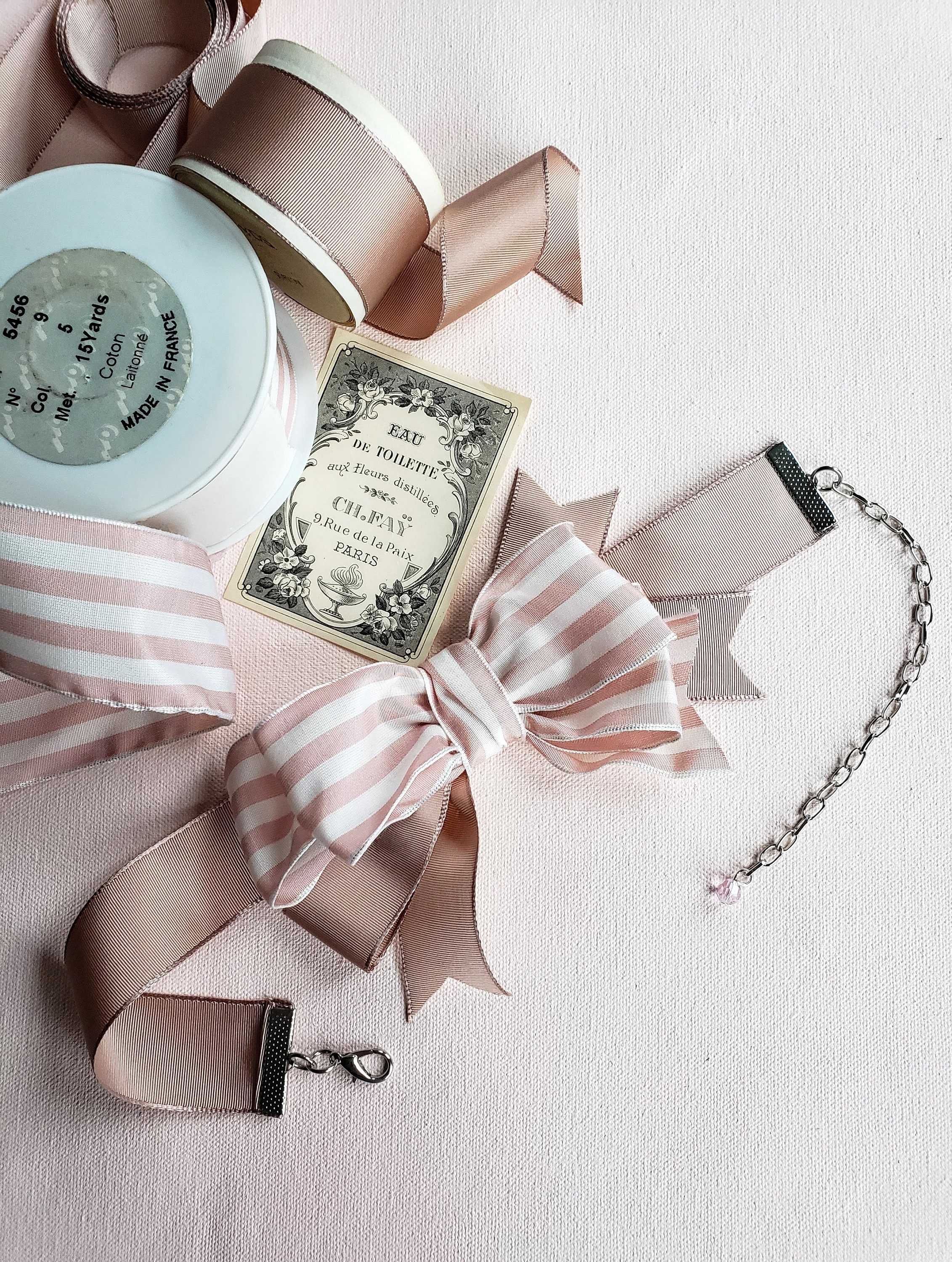 Dauphine Blush Pink Vintage Ribbon Bow Choker Ribbon Choker Etsy