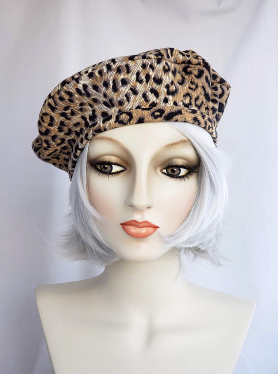 Leopard Beret, Mini Beret, Hat, Women's Beret, Tam, Fabric Hat