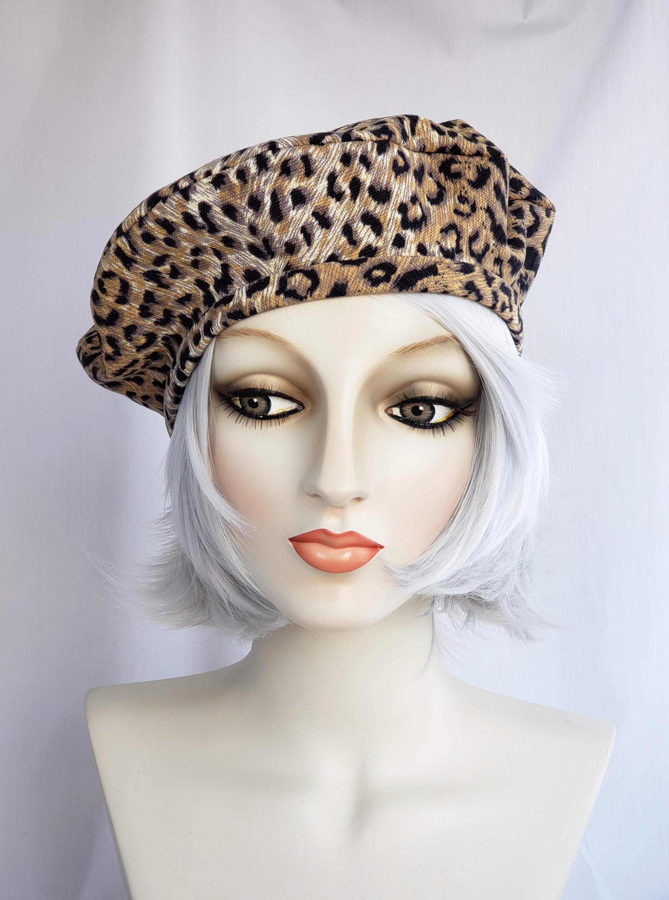 Leopard Print Fuzzy Beret