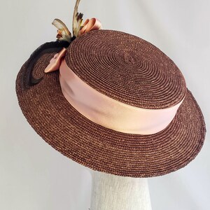 Bronze Milan Straw Boater With Pink Vintage French Ribbon - Etsy