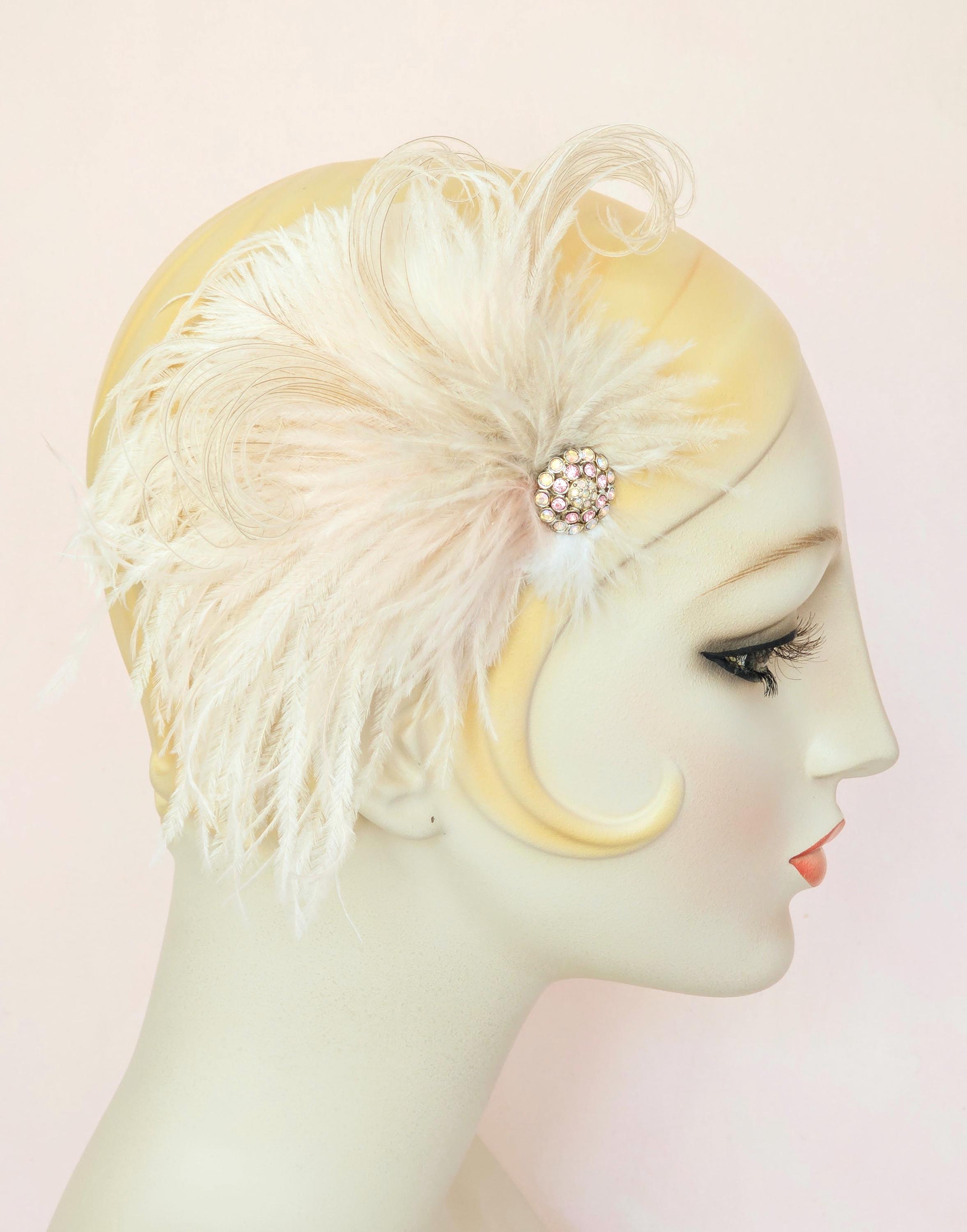 5218 Feather Hair Clip 1920s Flapper Fascinator Wedding Headwear Bridal Amazon.com : ANCIRS 2 Pack Feather Hair Clips for Women, Fly  main image 2
