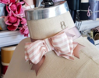 Dauphine Blush Pink Vintage Ribbon Bow Choker, ribbon choker, jabot, bow tie, women's accessories, handmade