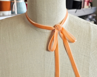 Sherbert Orange Velvet Ribbon Choker, ribbon necklace, vintage ribbon choker, tie choker, Belle Epoch