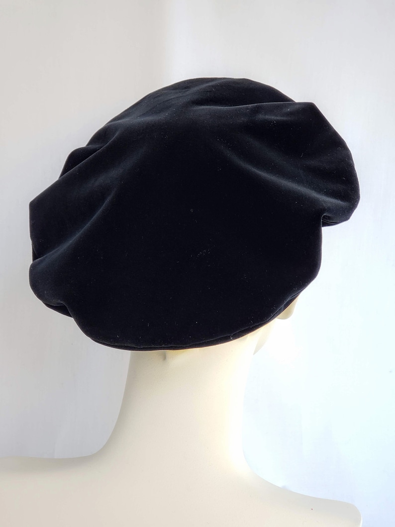 Black Velvet Beret Mini Beretcotton Velvet Fabric Hat Etsy