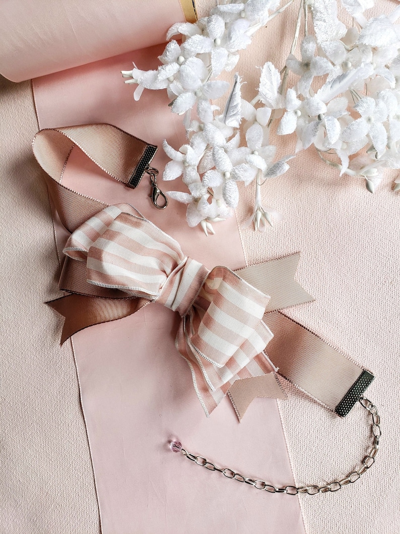 Dauphine Blush Pink Vintage Ribbon Bow Choker Ribbon Choker Etsy