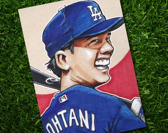 Shohei Ohtani Los Angeles Dodgers • Baseball Original Marker Drawing 5x7