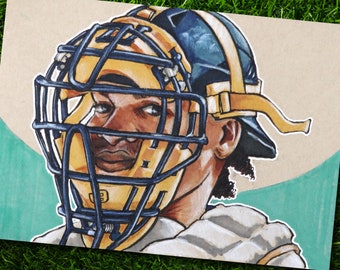 William Contreras Milwaukee Brewers • Baseball Original Marker Drawing 7x5