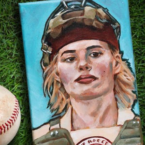 Dottie Hinson A League of Their Own Geena Davis • baseball original acrylic painting on canvas 5x7