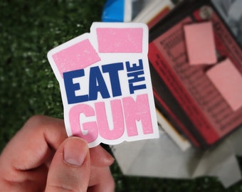 Eat the Gum Vinyl Sticker, Funny Retro Junk Wax Pack Baseball Sticker for Water Bottles, Binders, Laptops