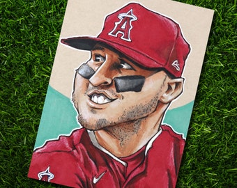 Mike Trout LA Angels • Baseball Original Marker Drawing 5x7