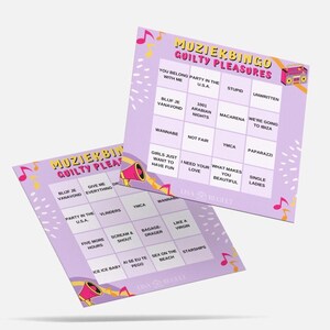 Quilty Pleasures Musik-Bingo, Musik-Bingo-Paket, Musik-Bingo-Download, Musik-Bingo-Bingokarten, Bingo, Aktivitäten, Quilty Pleasures