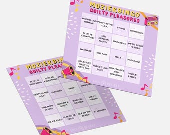 Quilty pleasures music bingo, Music bingo package, Download music bingo, bingo cards music bingo, bingo, activities, quilty pleasures