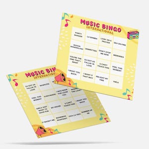 Music Bingo International, Music Bingo download, Music Bingo international cards, Music Bingo cards, Group activity, Bingo