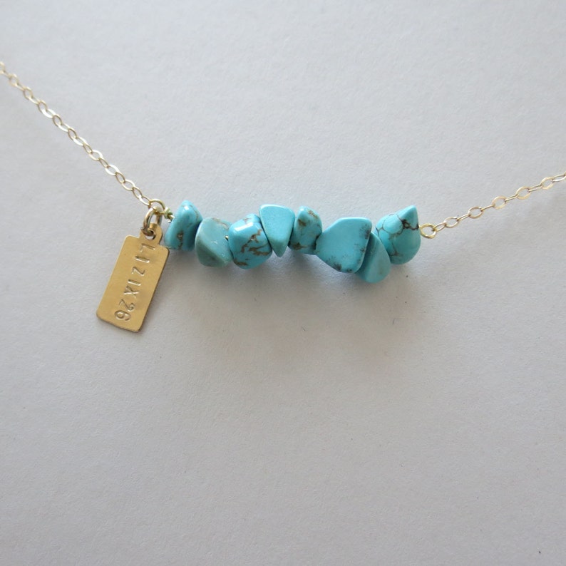Turquoise Necklace Personalized Turquoise jewelry Turquoise bar necklace CUSTOM Gift for Mom Gold Necklace Mothers Day Gift Boho image 5