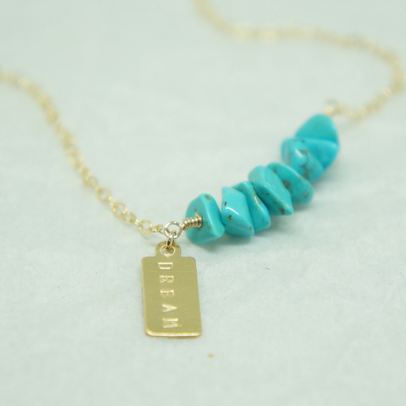 Turquoise Necklace Personalized Turquoise jewelry Turquoise bar necklace CUSTOM Gift for Mom Gold Necklace Mothers Day Gift Boho image 1