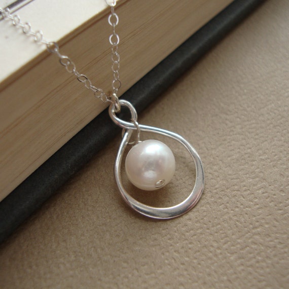 Items similar to Infinity Necklace -Pearl Necklace, June Birthstone ...