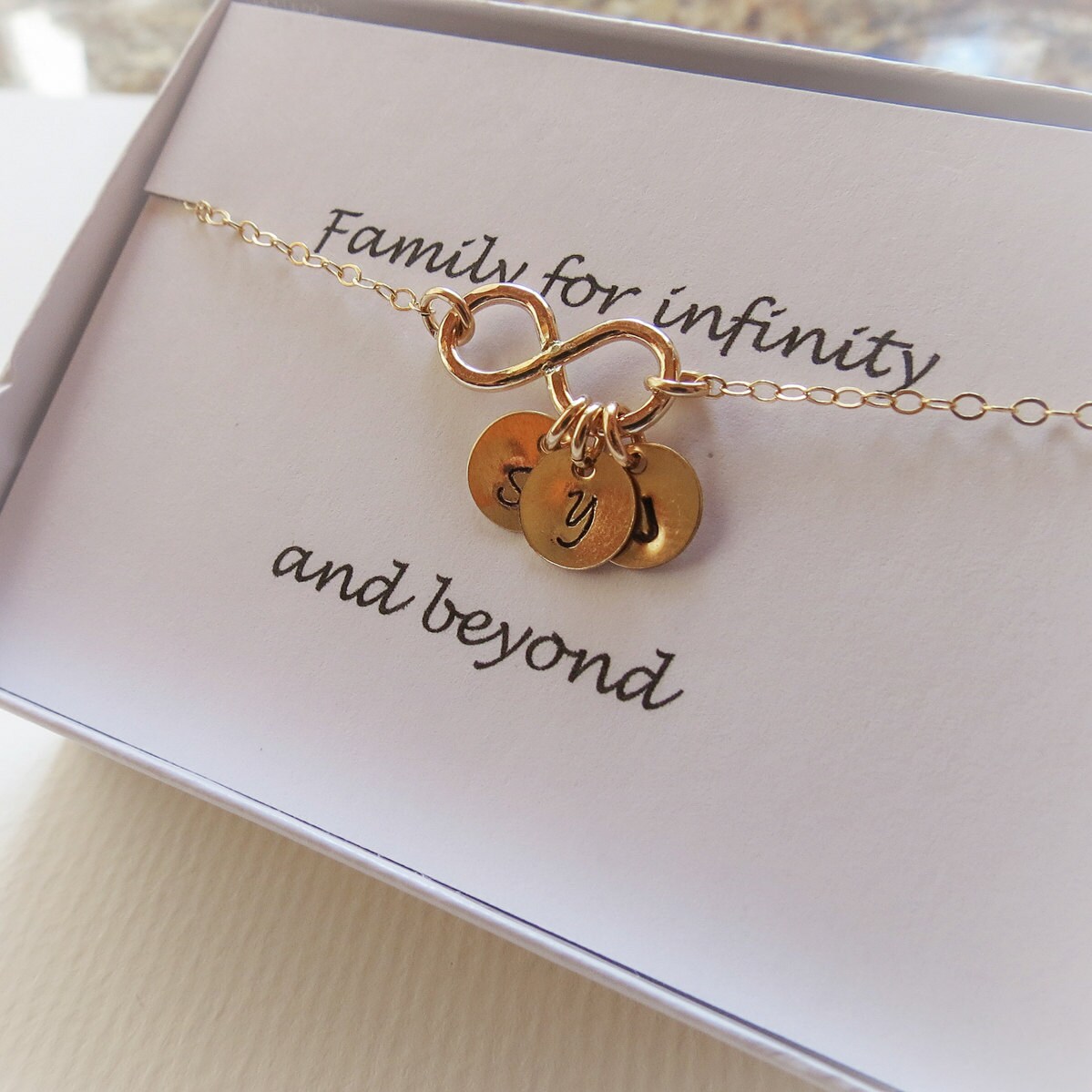 Family Necklace & Card SET Personalized Infinity Etsy