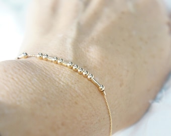 Morse Code Bracelet Bridesmaids Gift Sister Gift 14k Gold Fill Bracelet Love Personalized Gift Hidden Message  Mother of Bride Mother